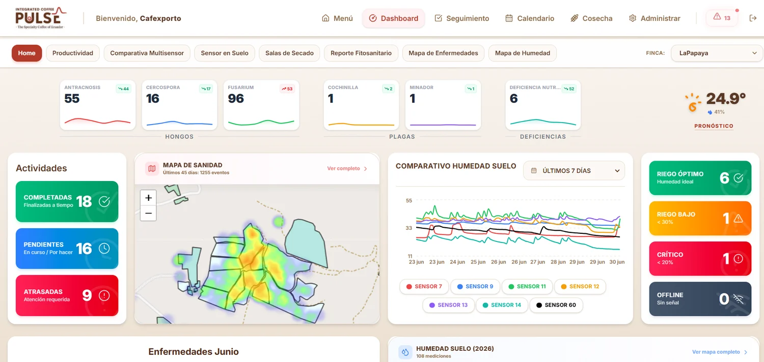 The live Integrated Coffee Pulse dashboard for Hacienda La Papaya